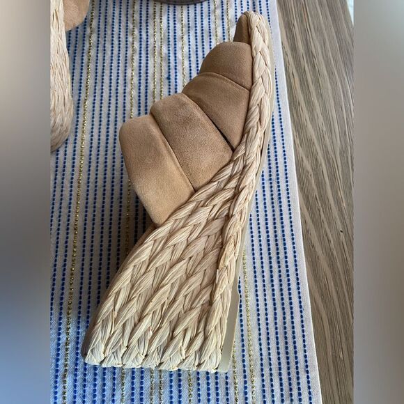 VINCE Women Gilian Suede Wedge Sandal Blonde Size 8M Beige NEW - Picture 12 of 16